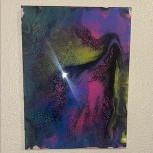 Vibrant Abstract Painting in Blue, Purple, and Green